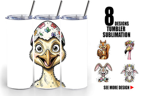 Tumbler Wacky Easter Animal Portrait Sublimation artnoy 