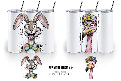 Tumbler Wacky Easter Animal Portrait Sublimation artnoy 