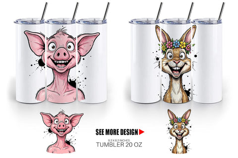 Tumbler Wacky Easter Animal Sublimation artnoy 