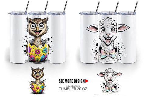 Tumbler Wacky Easter Animal Sublimation artnoy 