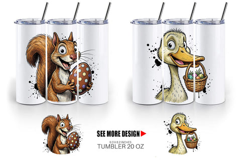 Tumbler Wacky Easter Animal Sublimation artnoy 