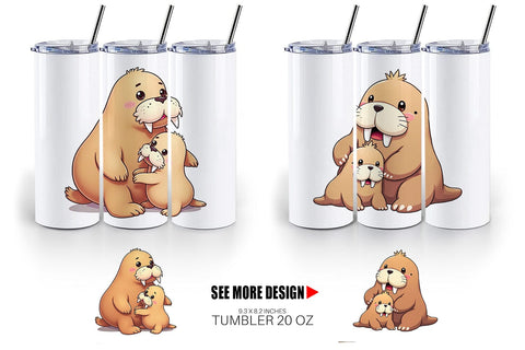 Tumbler Walrus Mother's Day Sublimation artnoy 