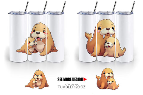 Tumbler Walrus Mother's Day Sublimation artnoy 