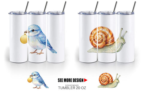 Tumbler Watercolor 70s Groovy Animal Hippie Sublimation artnoy 