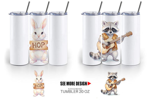 Tumbler Watercolor 70s Groovy Animal Hippie Sublimation artnoy 