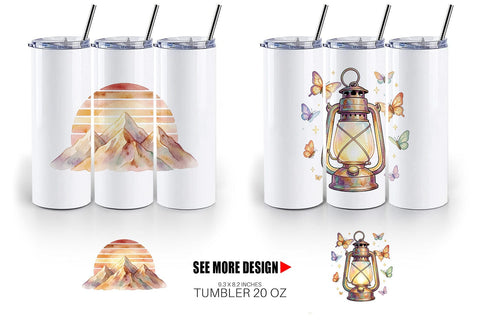 Tumbler Watercolor 70s Retro Camping Adventure Sublimation artnoy 