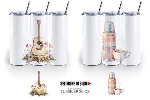 Tumbler Watercolor 70s Retro Camping Adventure Sublimation artnoy 