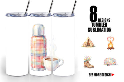 Tumbler Watercolor 70s Retro Camping Adventure Sublimation artnoy 
