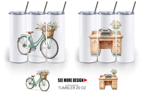 Tumbler Watercolor 70s Retro Medical Scenes Sublimation artnoy 
