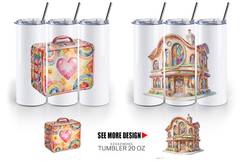 Tumbler Watercolor 70s Retro Medical Scenes Sublimation artnoy 