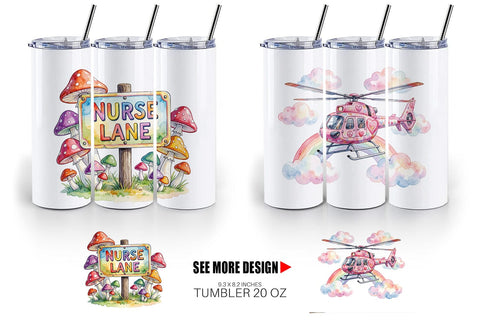 Tumbler Watercolor 70s Retro Medical Scenes Sublimation artnoy 