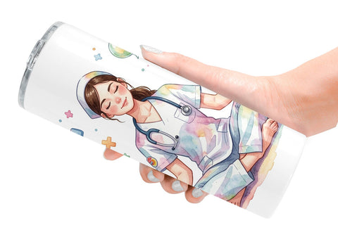 Tumbler Watercolor 70s Retro Nurse Characters Sublimation artnoy 