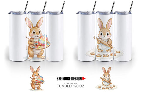 Tumbler Watercolor Active Hobby Easter Bunny Sublimation artnoy 