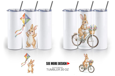 Tumbler Watercolor Active Hobby Easter Bunny Sublimation artnoy 