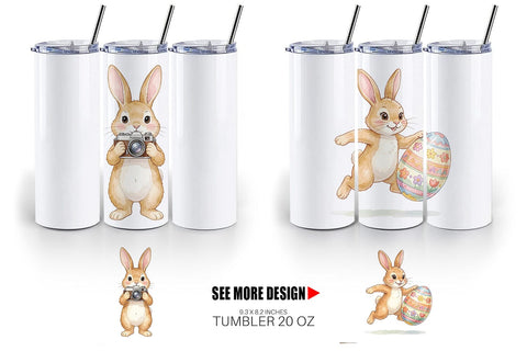 Tumbler Watercolor Active Hobby Easter Bunny Sublimation artnoy 