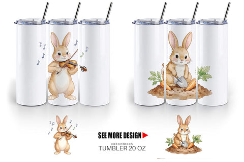 Tumbler Watercolor Active Hobby Easter Bunny Sublimation artnoy 