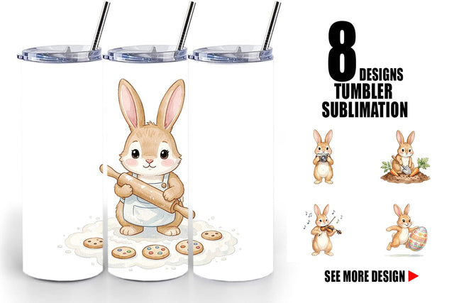 Tumbler Watercolor Active Hobby Easter Bunny Sublimation artnoy 