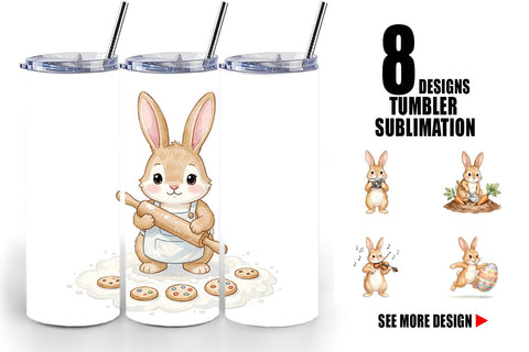 Tumbler Watercolor Active Hobby Easter Bunny Sublimation artnoy 