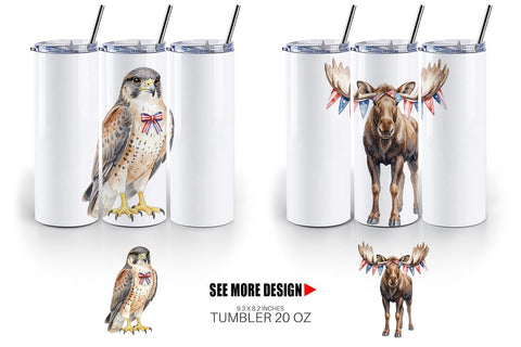 Tumbler Watercolor American Wildlife Patriotic Sublimation artnoy 