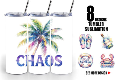 Tumbler Watercolor Anti Social Beach Quotes Sublimation artnoy 