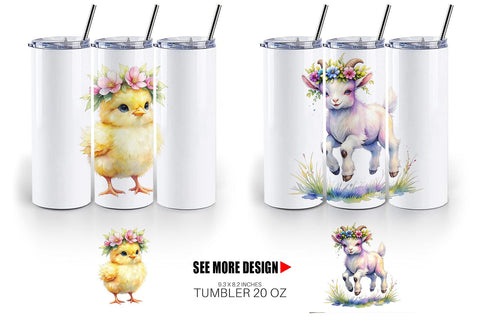 Tumbler Watercolor Baby Farm Animal Nursery Art Sublimation artnoy 