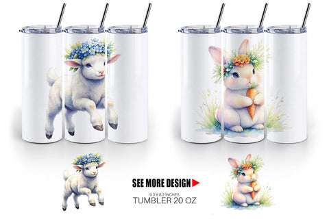 Tumbler Watercolor Baby Farm Animal Nursery Art Sublimation artnoy 