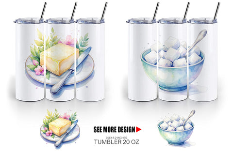 Tumbler Watercolor Baking Essentials Sublimation artnoy 