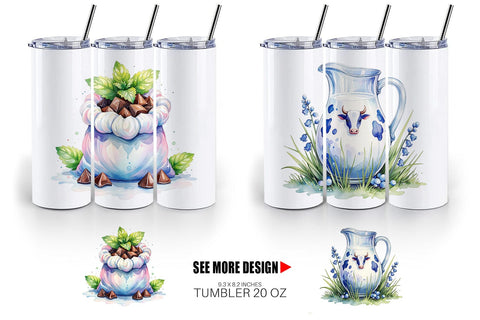 Tumbler Watercolor Baking Essentials Sublimation artnoy 