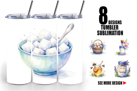 Tumbler Watercolor Baking Essentials Sublimation artnoy 