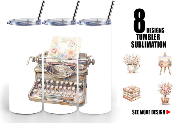 Tumbler Watercolor Boho Artistic Craft Ephemera Sublimation artnoy 