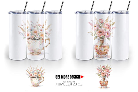 Tumbler Watercolor Boho Artistic Craft Ephemera Sublimation artnoy 