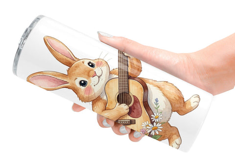 Tumbler Watercolor Boho Chic Easter Bunny Sublimation artnoy 