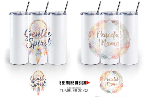 Tumbler Watercolor Boho Dreamcatcher Mama Quotes Sublimation artnoy 