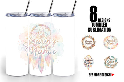 Tumbler Watercolor Boho Dreamcatcher Mama Quotes Sublimation artnoy 