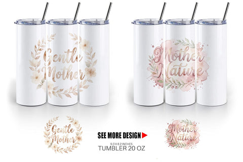 Tumbler Watercolor Boho Floral Mama Quotes Sublimation artnoy 
