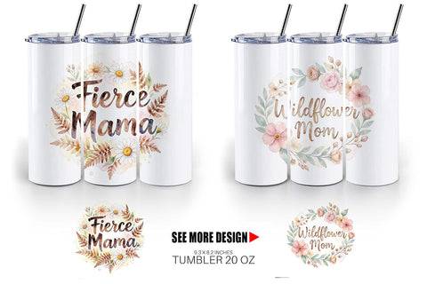 Tumbler Watercolor Boho Floral Mama Quotes Sublimation artnoy 