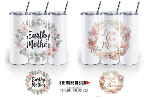 Tumbler Watercolor Boho Floral Mama Quotes Sublimation artnoy 
