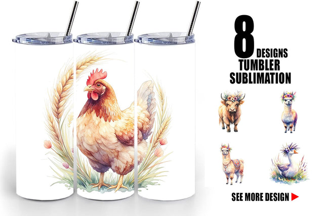 Tumbler Watercolor Boho Highland Cow And Friends Sublimation artnoy 