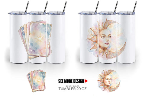 Tumbler Watercolor Boho Mystical Celestial Art Sublimation artnoy 