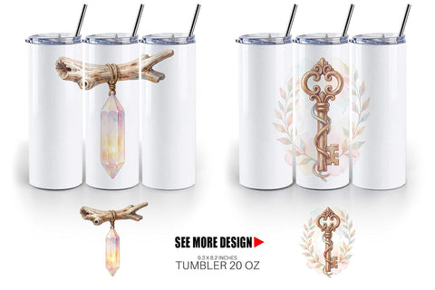 Tumbler Watercolor Boho Mystical Celestial Art Sublimation artnoy 