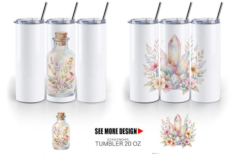 Tumbler Watercolor Boho Mystical Celestial Art Sublimation artnoy 