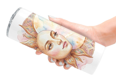 Tumbler Watercolor Boho Mystical Celestial Art Sublimation artnoy 