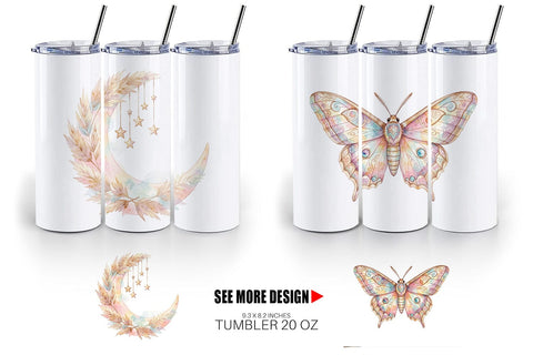 Tumbler Watercolor Boho Mystical Celestial Art Sublimation artnoy 