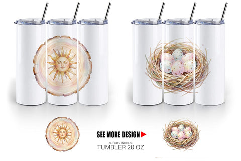 Tumbler Watercolor Boho Woodland Nature Ephemera Sublimation artnoy 
