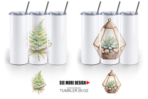 Tumbler Watercolor Boho Woodland Nature Ephemera Sublimation artnoy 
