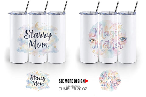Tumbler Watercolor Celestial Boho Mother Quotes Sublimation artnoy 