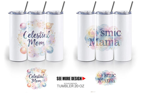 Tumbler Watercolor Celestial Boho Mother Quotes Sublimation artnoy 