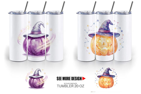 Tumbler Watercolor Celestial Starlight Witch Hat Sublimation artnoy 