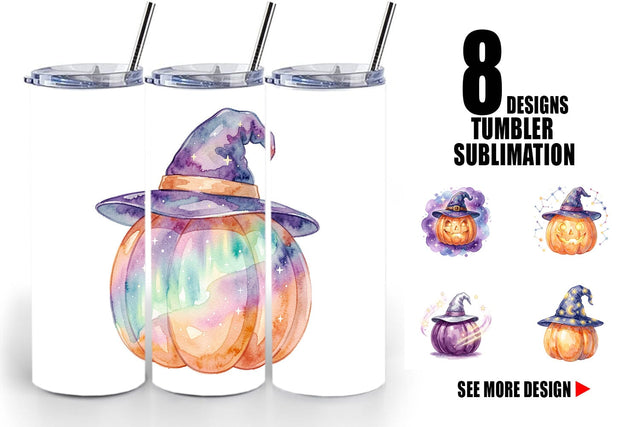Tumbler Watercolor Celestial Starlight Witch Hat Sublimation artnoy 