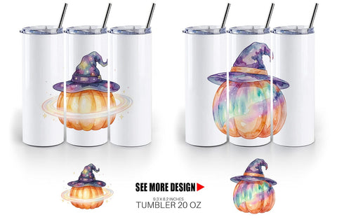 Tumbler Watercolor Celestial Starlight Witch Hat Sublimation artnoy 